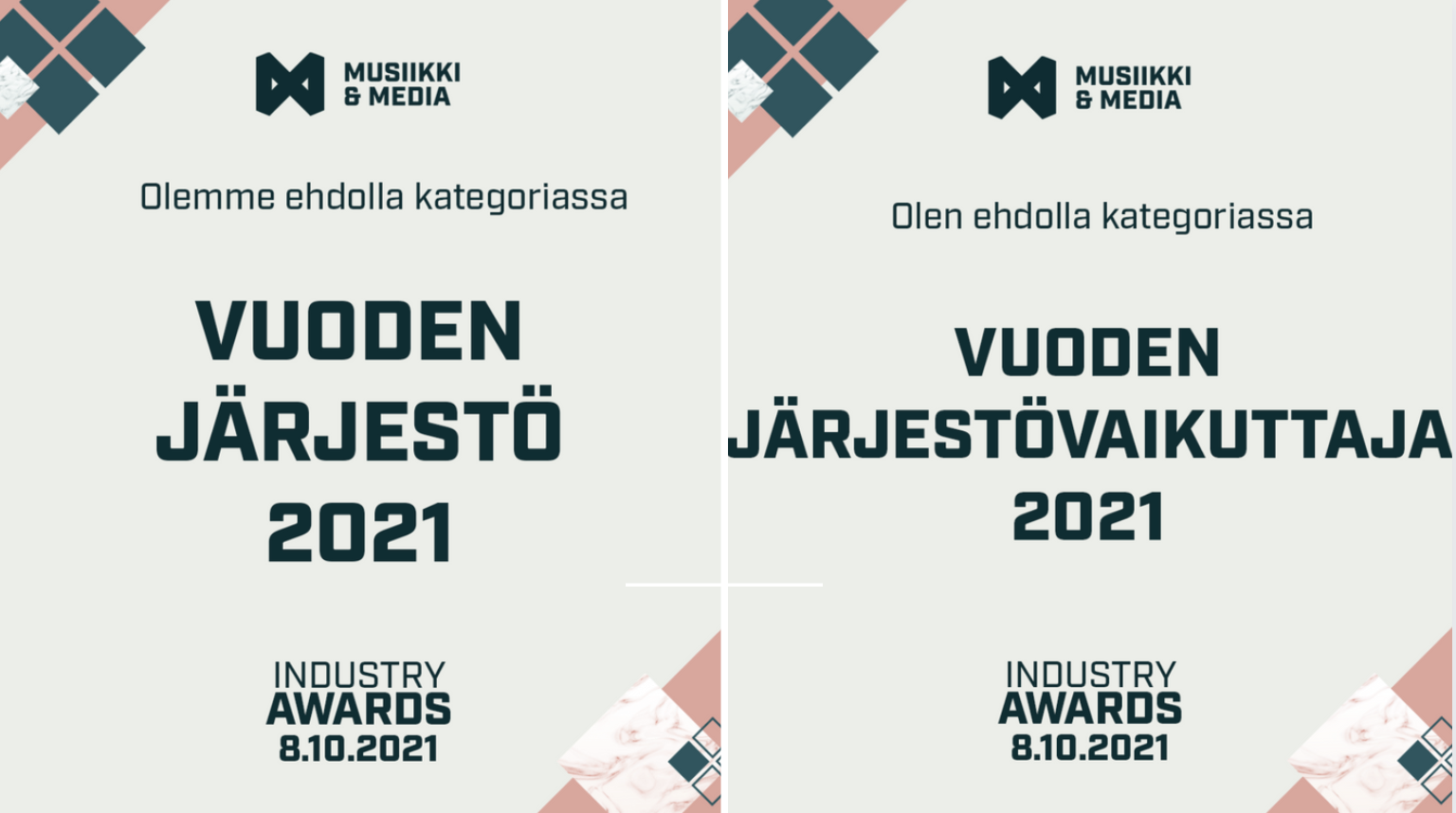 Suomen Musiikintekijät ehdokkaana Musiikki & Mediassa Vuoden järjestö ja Vuoden järjestövaikuttaja -palkintojen saajaksi