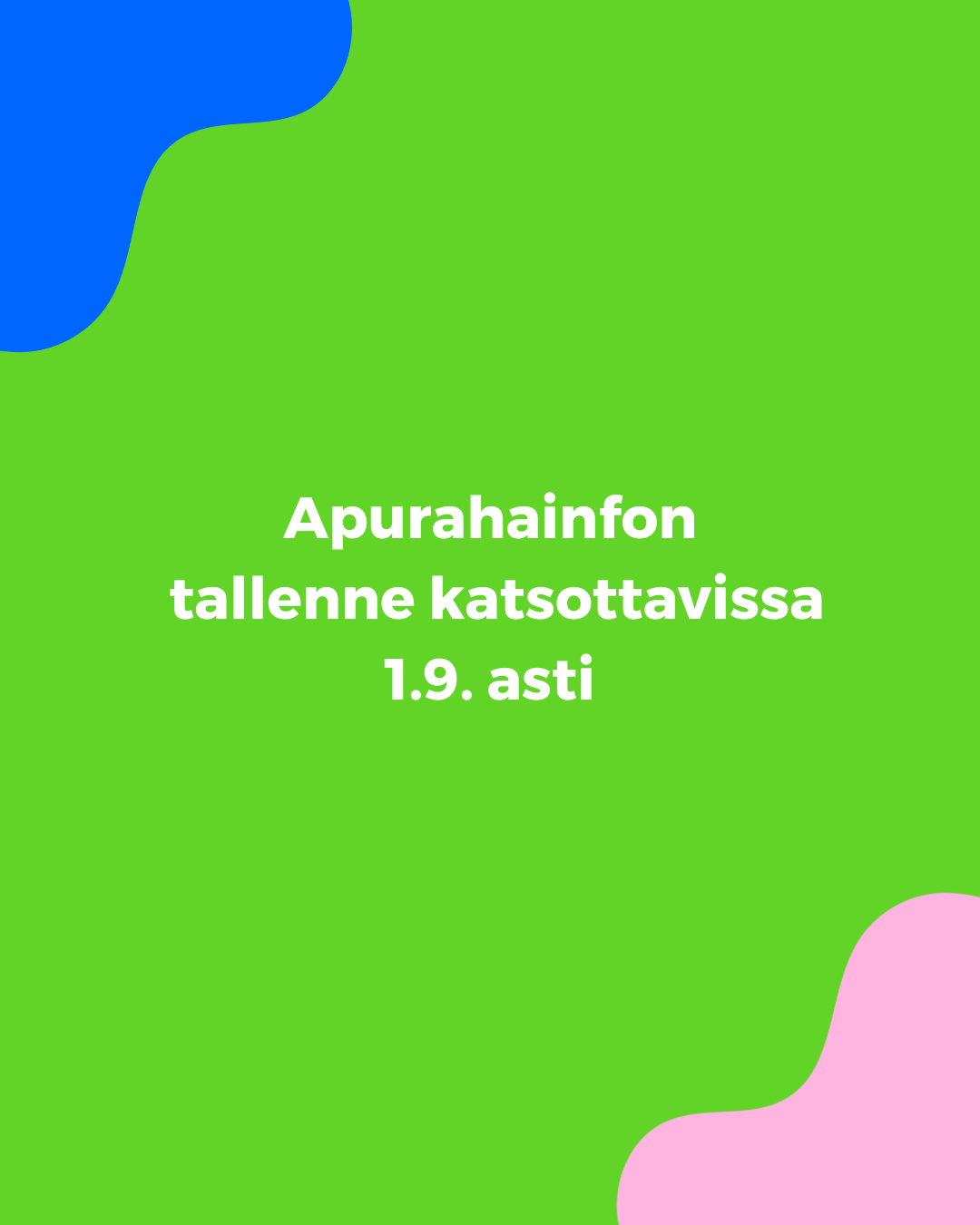 Katso apurahainfon tallenne – katsottavissa 1.9. asti