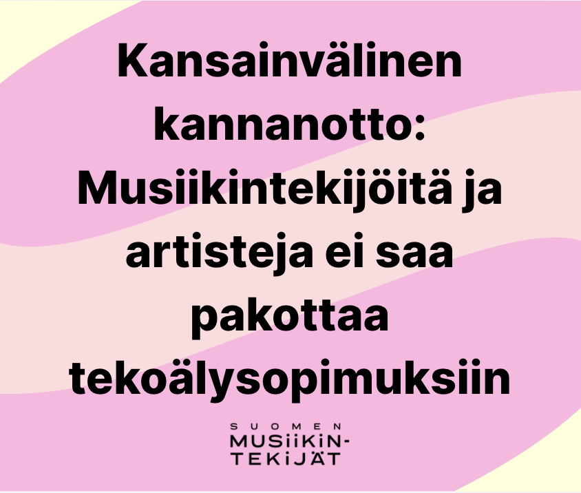Kansainvälinen kannanotto: Musiikintekijöitä ja artisteja ei saa pakottaa tekoälysopimuksiin